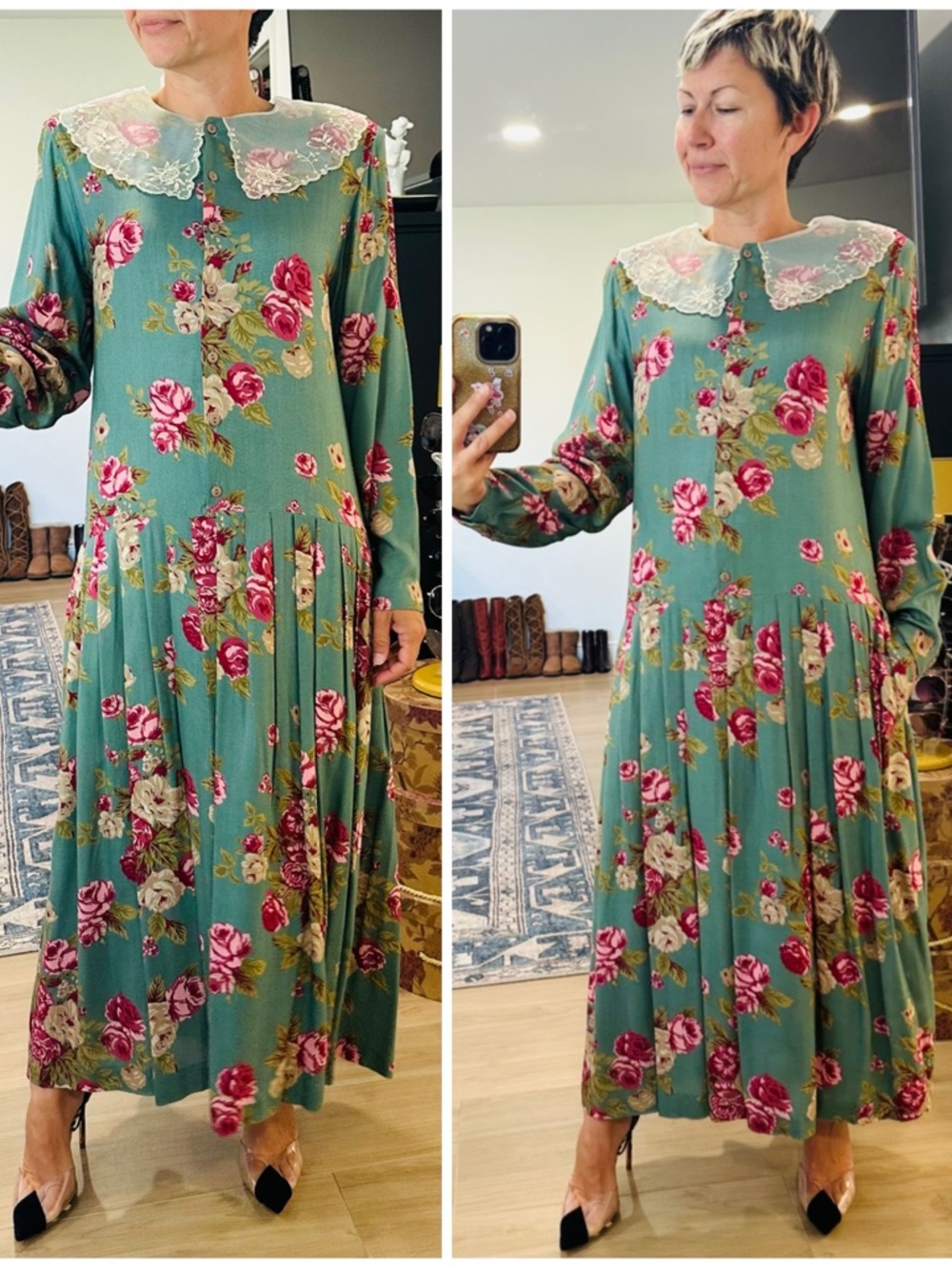 Vintage 80’s/90’s Floral Drop Waist Maxi dress